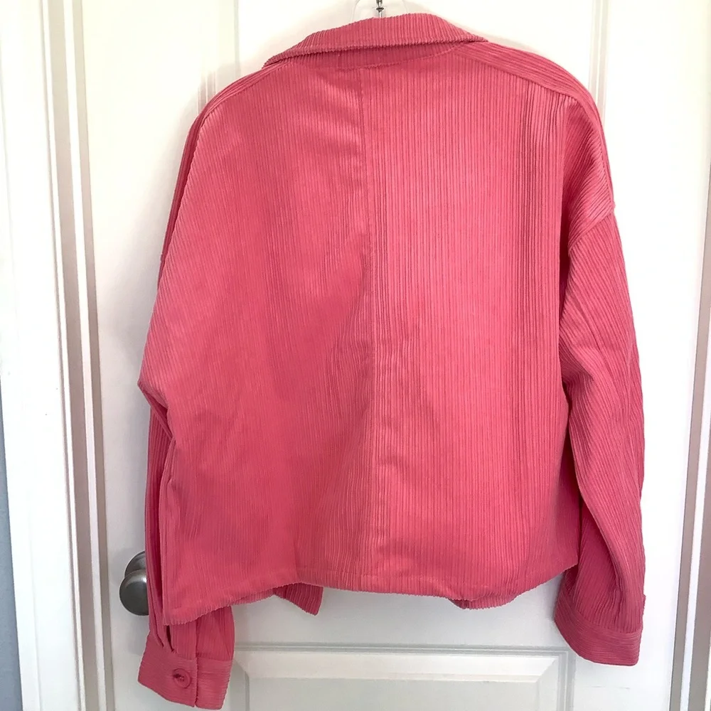 HAVE Womens Long Sleeve Ribbed Trucker Jacket Size L Shacket
